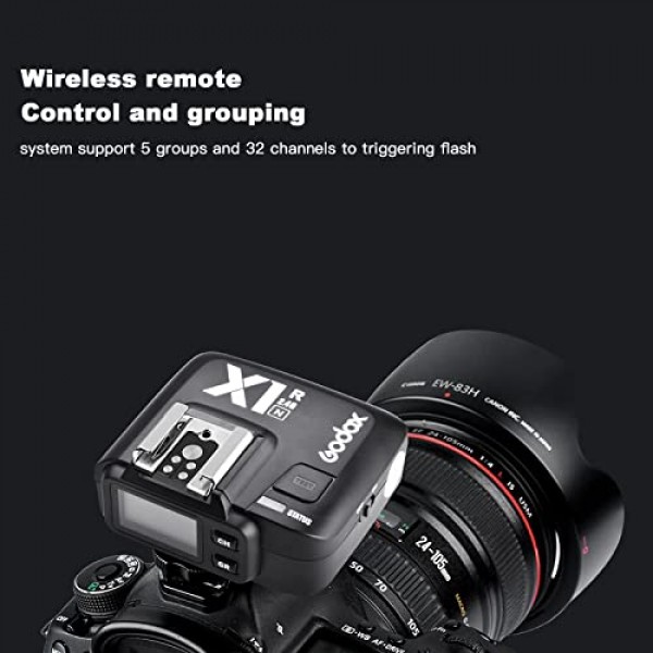 Godox X1R-N i-TTL 2.4G 고속 동기화 무선 원격 플래시 트리거 수신기 Nikon 카메라, 1/8000s, 5 그룹 및 32 채널, 2.4G 무선 X 시스템과 호환 가능
