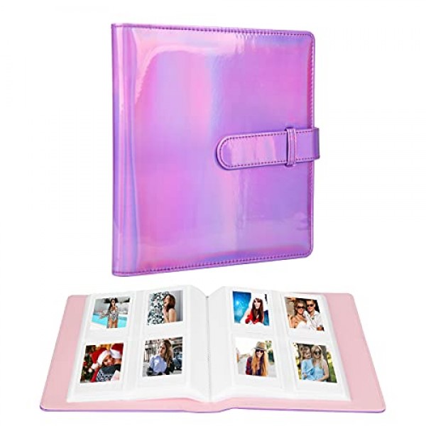 256 포켓 폴라로이드 사진용 미니 사진 앨범 Fujifilm Instax Mini 12 11 9 90 8+ 8 7S 40 26 25 EVO LiPlay 인스턴트 카메라/미니 링크 SP-1 프린터(Magic Purple)
