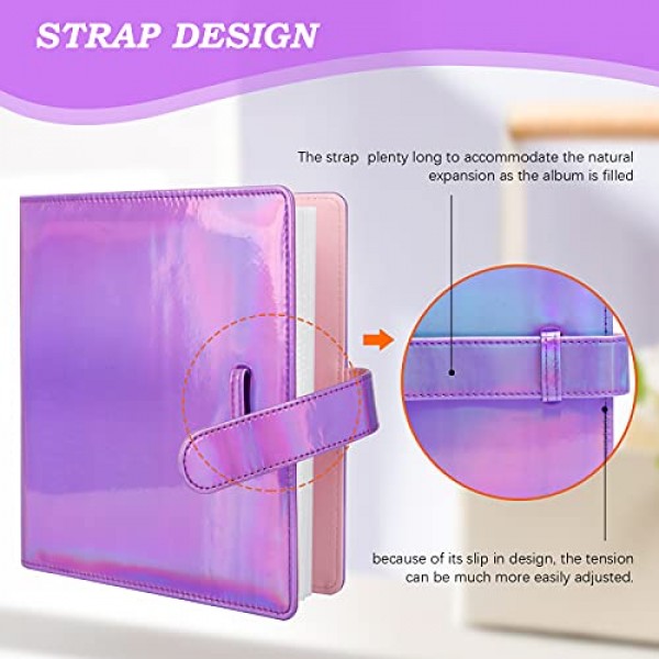 256 포켓 폴라로이드 사진용 미니 사진 앨범 Fujifilm Instax Mini 12 11 9 90 8+ 8 7S 40 26 25 EVO LiPlay 인스턴트 카메라/미니 링크 SP-1 프린터(Magic Purple)