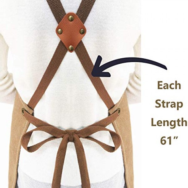 큰 주머니가 있는 남성 여성용 AFUN 요리사 앞치마, 면 캔버스 크로스 백 헤비 듀티 조정 가능한 작업 앞치마, 크기 M ~ XXL(회색)