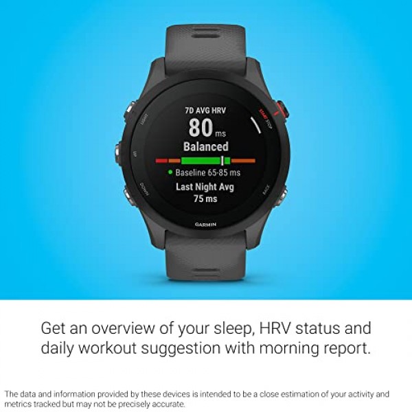 Garmin Forerunner® 255, GPS 러닝 스마트워치, 고급 통찰력, 오래 지속되는 배터리, 슬레이트 그레이