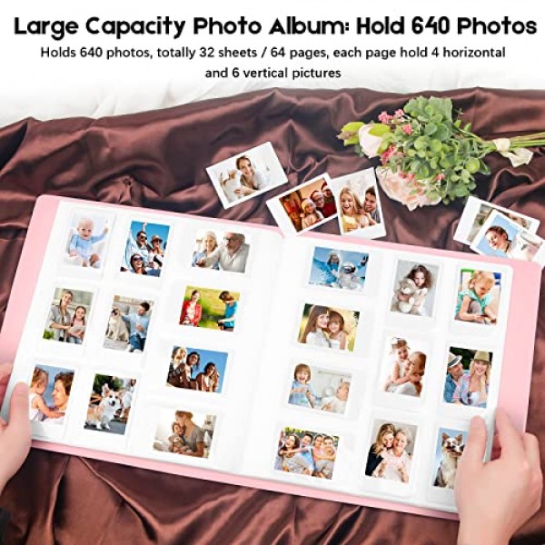 Fujifilm Instax Mini 카메라용 640 포켓 사진 앨범, 폴라로이드용 사진 앨범, 가죽 커버, Instax Mini 12 11 9 40 90 8 7 Evo LiPlay 즉석 카메라, 2x3 사진 앨범, 매직 퍼플