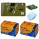 Kodak M35 즉석 카메라 스타터 번들: Kodak GC36 필름 2개 + AAA 배터리 4팩 + 렌즈 청소용 천(올리브 그린)