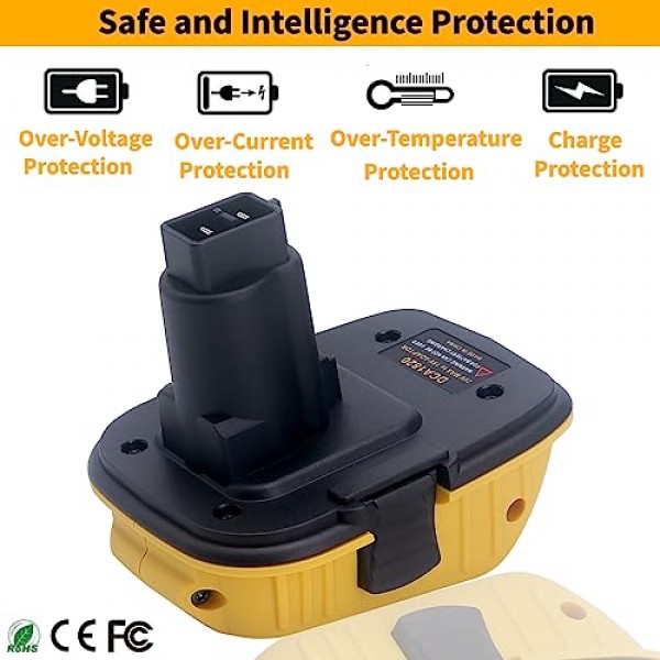 Dewalt 18V 도구와 호환되는 DCA1820 배터리 어댑터 2팩, 20V 배터리 DCB200 DCB201 DCB203 DCB203BT DCB204 DCB205 DCB206을 18V 배터리 교체로 변환