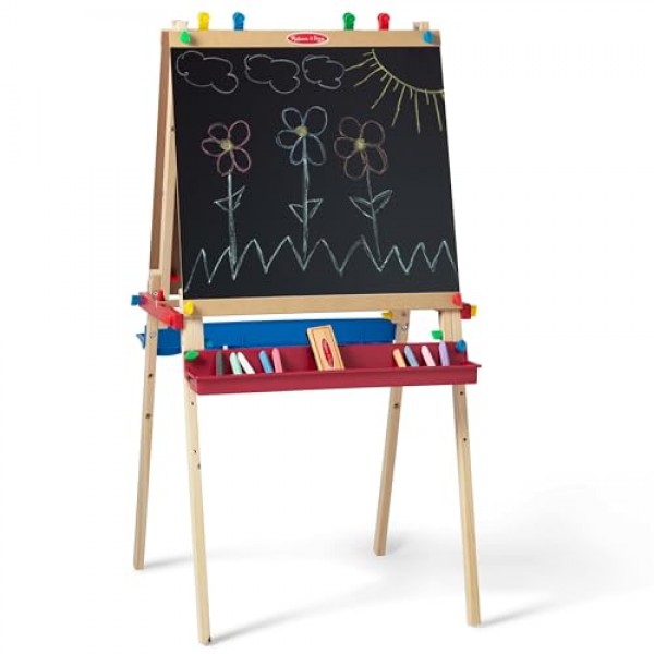 Melissa & Doug 디럭스 스탠딩 아트 이젤 -3 - 7년, Dry-Erase 보드, 칠판, 종이 롤러