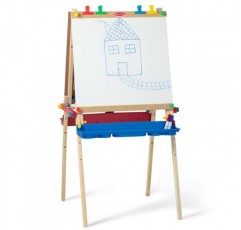 Melissa & Doug 디럭스 스탠딩 아트 이젤 -3 - 7년, Dry-Erase 보드, 칠판, 종이 롤러