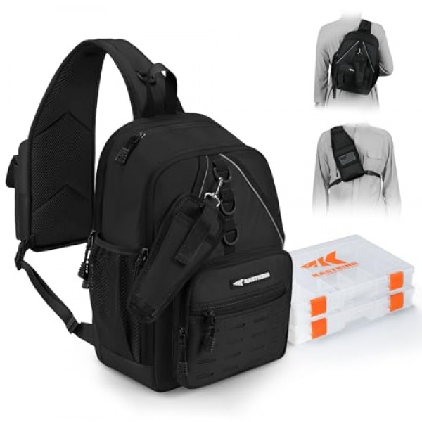 KastKing Karryall 낚시 슬링 태클 가방 2개 태클 트레이, 전술 낚시 태클 보관 가방, 낚시 장비 보관