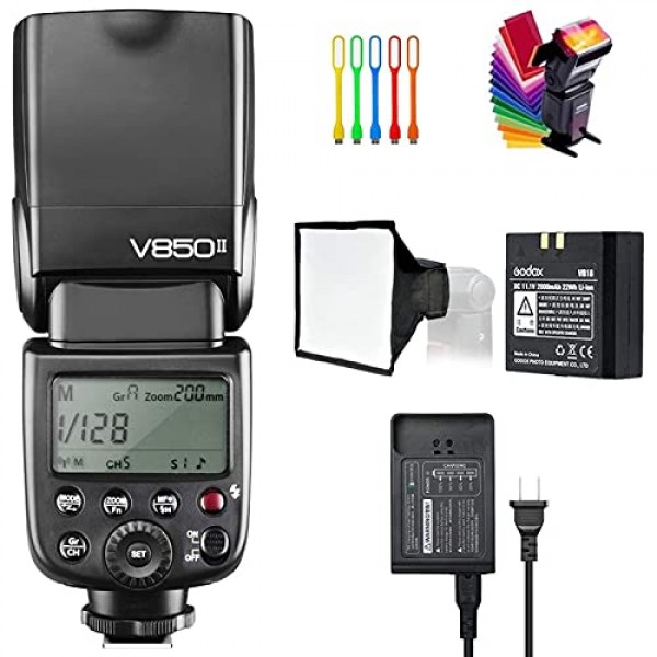 Godox V850II GN60 2.4G 1/8000초 고속 동조 플래시 스피드라이트 스피드라이트 및 2000mAh 리튬 이온 배터리, 1.5초 재활용 시간, 650 최대 전력 Canon Nikon Pentax Fuji Olympus Panasonic 카