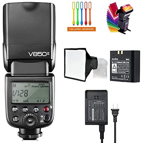 Godox V850II GN60 2.4G 1/8000초 고속 동조 플래시 스피드라이트 스피드라이트 및 2000mAh 리튬 이온 배터리, 1.5초 재활용 시간, 650 최대 전력 Canon Nikon Pentax Fuji Olympus Panasonic 카