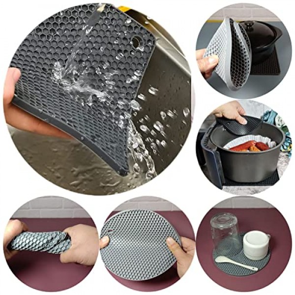 Hotsyang 실리콘 삼발이, 냄비 및 팬용 실리콘 삼발이, 뜨거운 요리용 실리콘 삼발이, 주방용 삼발이 매트, 모양: 원형 실리콘 매트 세트, 주방 테이블용 실리콘 핫 패드, 