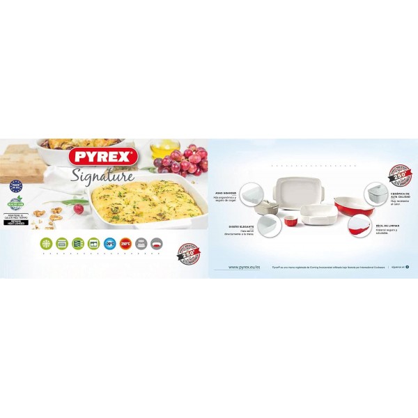 Pyrex 8013109 시그니처 스퀘어 세라믹 오븐 접시 22 x 22 cm 화이트 스퀘어 22 x 22 cm 화이트