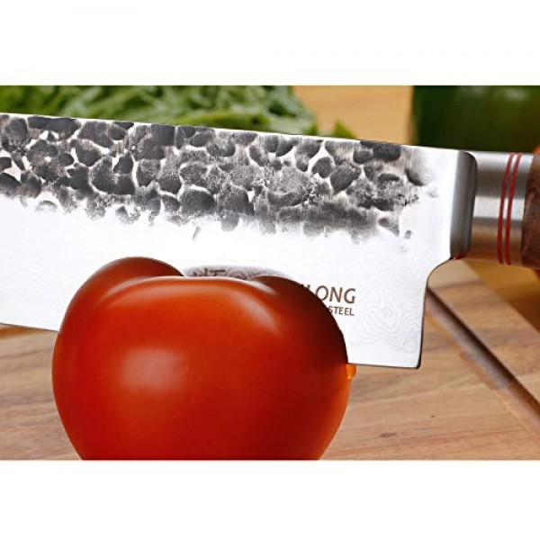 YOUSUNLONG 나키리 칼 6.5인치 일본 해머드 다마스커스 미국 호두 손잡이