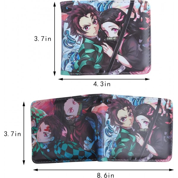 애니메이션 지갑 Demon Slayer,Demon Slayer 지갑,Demon Slayer 지갑,Kimetsu no Yaiba PU 가죽 지갑,어린이 지갑 소년,청소년,어린이 생일 선물