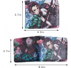 애니메이션 지갑 Demon Slayer,Demon Slayer 지갑,Demon Slayer 지갑,Kimetsu no Yaiba PU 가죽 지갑,어린이 지갑 소년,청소년,어린이 생일 선물