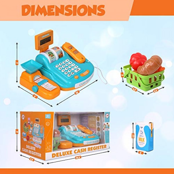 Playkidz 어린이를 위한 대화형 장난감 금전 등록기 - 소리 및 조기 학습 놀이 - 휴대용 스캐너 및 계산기, 작동하는 컨베이어 벨트