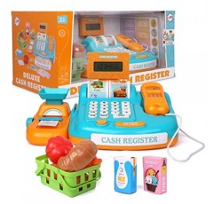 Playkidz 어린이를 위한 대화형 장난감 금전 등록기 - 소리 및 조기 학습 놀이 - 휴대용 스캐너 및 계산기, 작동하는 컨베이어 벨트