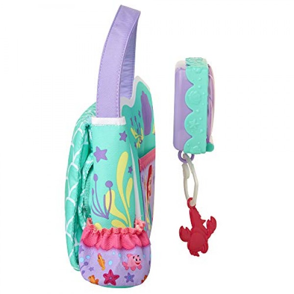 My Disney Nursery Baby Doll Accessories, Ariel Transforming 2-in-1 기저귀 가방 및 디즈니 인어공주에서 영감을 받은 인형용 기저귀 교환대! 척 물티슈 장난감 용기, 참이 달린 기저귀