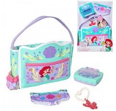 My Disney Nursery Baby Doll Accessories, Ariel Transforming 2-in-1 기저귀 가방 및 디즈니 인어공주에서 영감을 받은 인형용 기저귀 교환대! 척 물티슈 장난감 용기, 참이 달린 기저귀