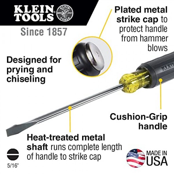 Klein Tools 602-7DD 5/16인치 키스톤 철거 드라이버, 7인치 생크, 미국산
