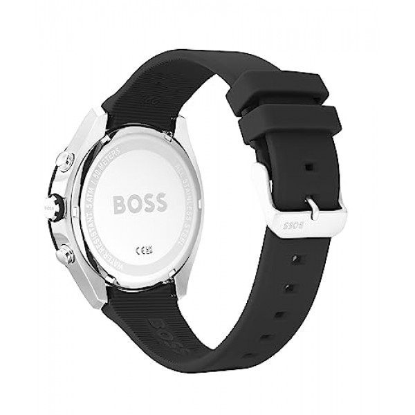 그린 실리콘 스트랩이 장착된 남성용 BOSS 크로노그래프 쿼츠 시계