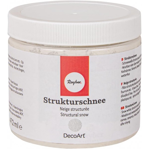 Rayher Hobby 38070000 구조 눈, 미세, 캔 472ml, 아크릴 기반 장식 눈 페이스트, 생생한 눈 효과를 위한 흰색 아크릴 페이스트 472ml(1팩)