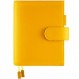 Hobonichi, Stalogy, Midori Hibino, Leuchtturm1917 등을 위한 A6 가죽 플래너 커버 - 펜 루프, 카드 슬롯, 백 포켓 및 북마크 포함(노란색)