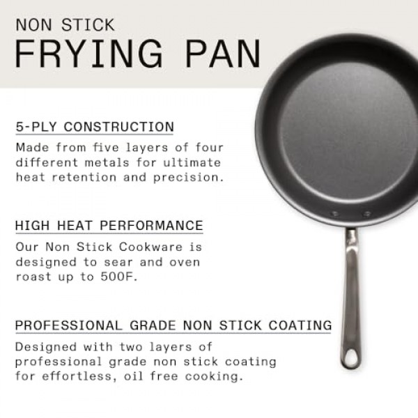Made In 조리기구 - 10인치 붙지 않는 프라이팬(흑연) - 5겹 스테인리스 피복 붙지 않는 프라이팬 - 전문가용 조리기구 - 미국에서 제작 - 인덕션 호환