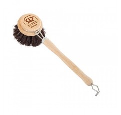 Redecker 독일산 말털 강모 접시 브러시, 강한 말털 강모가 있는 주방 및 가정용 부드러운 다용도 수세미, 2인치 교체 가능 브러시 헤드, 단일 유닛, 길이 9인치