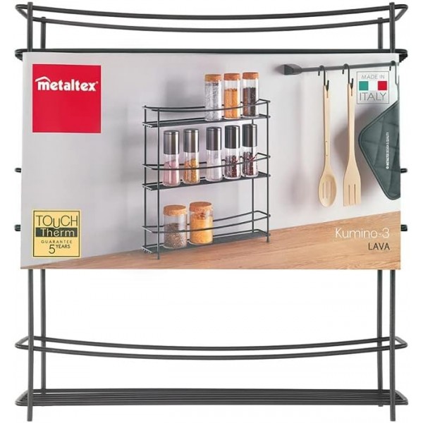 Kumino Lava Spice Rack 3-Eng. 35x8x37cm 터치썸 블랙