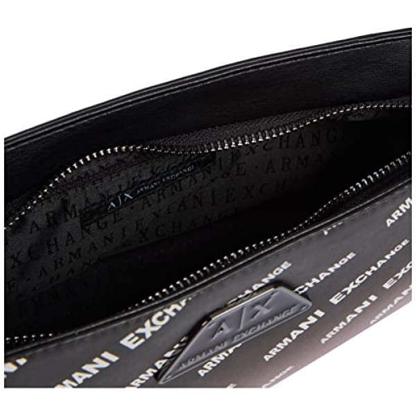 Armani Exchange 여성용 프린트 로고, Degradé 컬러 숄더 백, Degradé 블랙, 원 사이즈 EU, Degrade'블랙/핑크