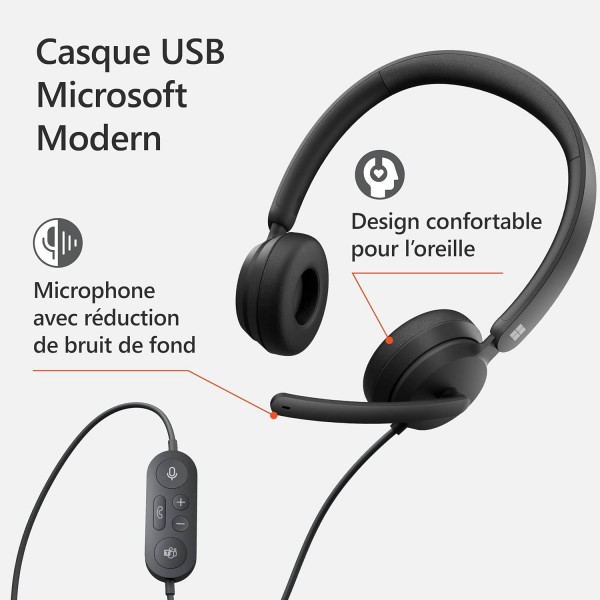 Microsoft 모던 USB 헤드셋, 블랙, 유니버설 싱글
