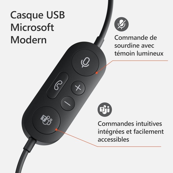 Microsoft 모던 USB 헤드셋, 블랙, 유니버설 싱글