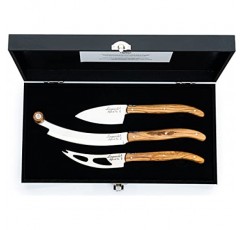 Laguiole Style de Vie 치즈 나이프, 럭셔리 라인, 3개, 올리브 우드, 선물 상자