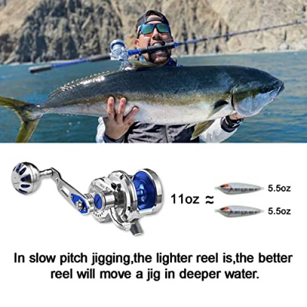 남성용 GOMEXUS 낚시 선물 느린 피치 지그 릴 CNC 모든 항공기 등급 알루미늄 바디 레버 드래그 왼쪽 및 오른손 기존 릴