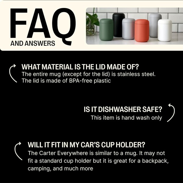 진정한 맛 세라믹 코팅이 적용된 Fellow Carter Everywhere 진공 단열 머그, 매트 블랙, 12온스 12온스 매트 블랙