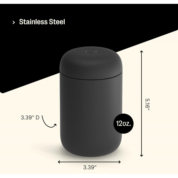 진정한 맛 세라믹 코팅이 적용된 Fellow Carter Everywhere 진공 단열 머그, 매트 블랙, 12온스 12온스 매트 블랙