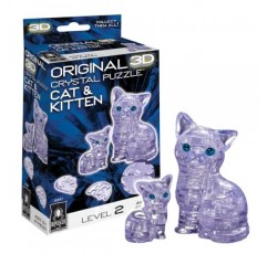 당황스러운 오리지널 3D 크리스탈 퍼즐 - 고양이와 고양이, 클리어 - 당신의 기술과 상상력을 테스트할 재미있지만 도전적인 두뇌 자극 게임, 12세 이상 대상