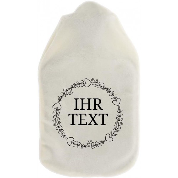 mpel-fabrik - 개인화할 수 있는 덮개가 있는 온수병 - 꽃 화환 - 이름과 같은 원하는 텍스트가 있는 포근한 온수병 덮개 - 어린이 및 성인을 위한 선물 아이디어(800ml)