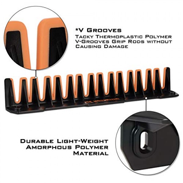 KastKing 특허받은 V15 수직 낚싯대 홀더 – 벽걸이형 낚싯대 랙, 17.25인치 크기의 낚싯대 15개 또는 낚싯대 콤보 보관, 훌륭한 낚싯대 홀더 및 랙