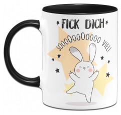 Fuck you so much - 웃긴 토끼 커피 머그 - 식기 세척기 사용 가능(검정)