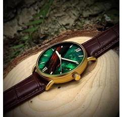 Holzwerk Germany® 디자이너 남성용 시계 에폭시 레진 천연 나무 시계 팔찌 시계 아날로그 클래식 쿼츠 시계 브라운 블랙 골드 블루 그린 에폭시 레진 다이얼 포함