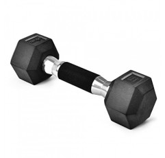 Yes4All 고무 그립에 싸인 육각 덤벨 – 미끄럼 방지 기능이 있는 핸드 웨이트 5-50 LBS 싱글