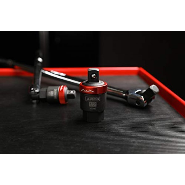 ARES 36005-1/2인치 드라이브 래칫팅 차단기 바 어댑터 - 차단기 바 또는 슬라이딩 T-핸들을 래칫으로 변환 - 양극 산화 처리된 스위치 칼라가 있는 가역적 래칫팅 메커니