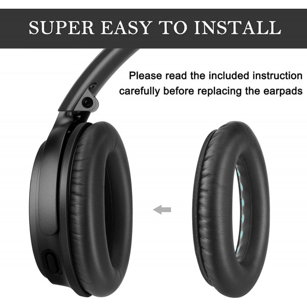 QC 45 QC35 ii QC25 QC15 Ae2 Ae2i 이어 헤드폰과 호환되는 Bose Quietcomfort 35 헤드폰용 교체용 이어 패드 편안하고 내구성이 뛰어난(검은색)
