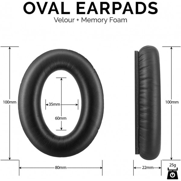 QC 45 QC35 ii QC25 QC15 Ae2 Ae2i 이어 헤드폰과 호환되는 Bose Quietcomfort 35 헤드폰용 교체용 이어 패드 편안하고 내구성이 뛰어난(검은색)