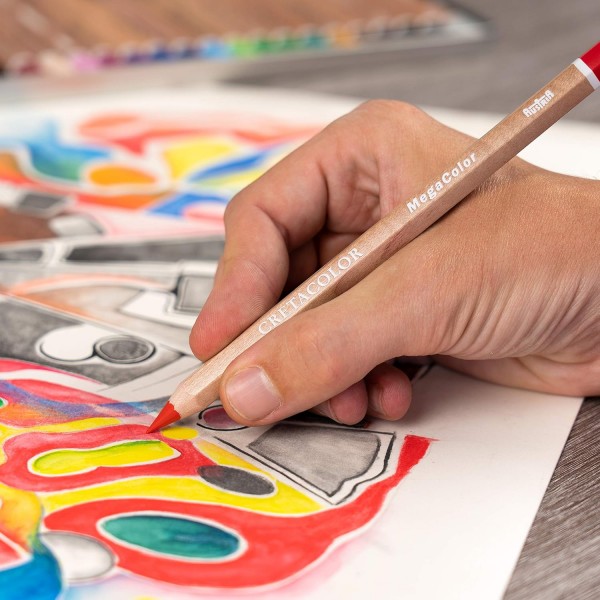 Cretacolor 메가컬러 색연필 | 아티스트 펜 ​​| 넓은 면적을 위한 초대형 두께(24 STK) 24개입(1팩)