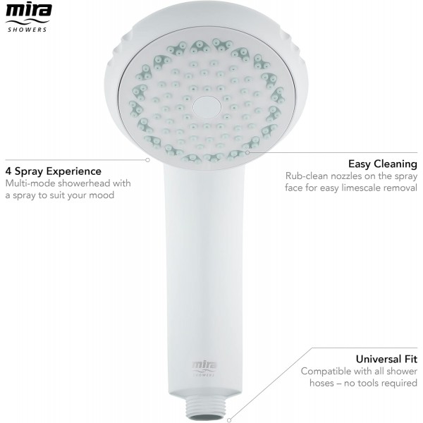 Mira Response 조절식 4 스프레이 모드 샤워 헤드 그레이/화이트 화이트 싱글