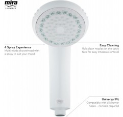 Mira Response 조절식 4 스프레이 모드 샤워 헤드 그레이/화이트 화이트 싱글
