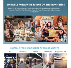 Panda 무선 헤드폰, Bluetooth 무선 헤드폰 인이어 IPX5 방수 헤드폰, 마이크 및 빠른 충전 케이스, 32시간 재생, 스마트폰 K62용 터치 버튼 헤드셋