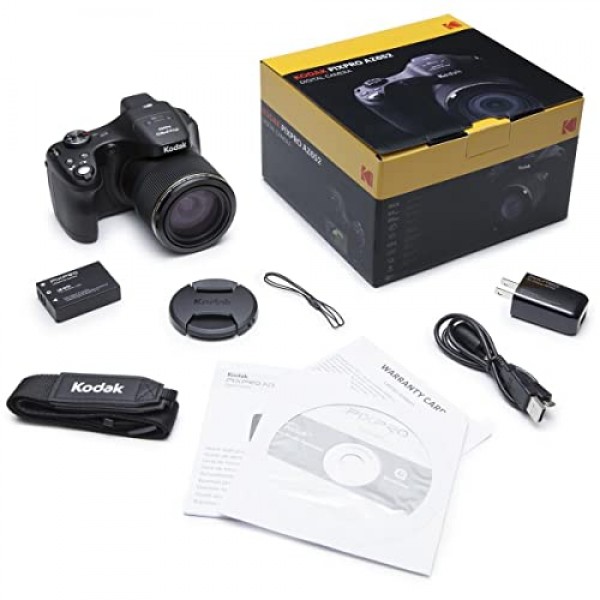 Kodak PIXPRO Astro Zoom AZ652-BK 20MP 디지털 카메라, 65X 광학 줌 및 3인치 LCD(검은색)